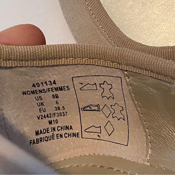 Lands End Beige tan neutra leather suede Emma classic flats woman’s -8 - Picture 2 of 8